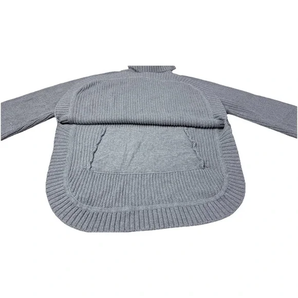 Ugg Poncho Women's Medium Grey Chunky Knit Cowl Neck Sweater Cotton 1k - Picture 8 of 13